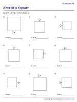 Area of Squares - Fractions - Customary