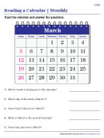 Reading Monthly Calendars - Easy