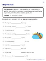 Completing Sentences with Prepositions of Direction