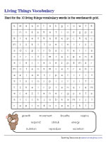 Living and Nonliving Things Vocabulary Word Search