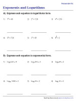 Exponents and Logarithms - Numerals