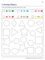 Coloring by Shapes Worksheets