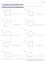 Naming Quadrilaterals Worksheets