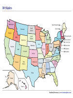 The USA Map with the 50 States