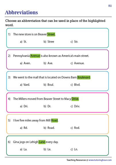 Abbreviating Street Names