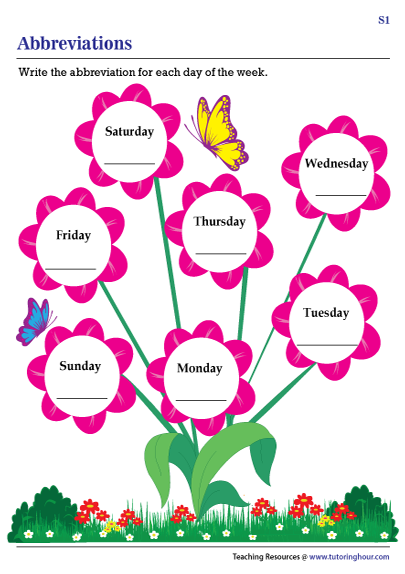 abbreviating-days-of-the-week-worksheet