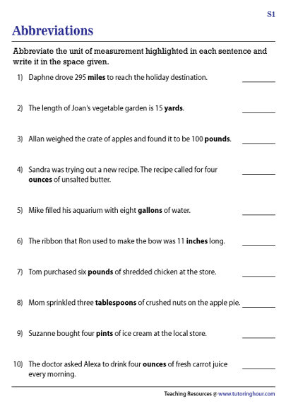 Abbreviating Units of Measurement