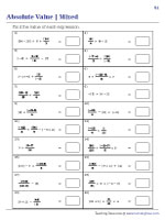 Absolute Value Worksheets