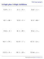 2-Digit Plus 1-Digit - Horizontal Addition with Regrouping