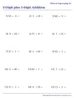 2-Digit Plus 1-Digit - Horizontal Addition without Regrouping