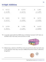 4-Digit Addition with Word Problems