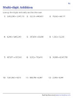 Multi-digit Addition - Line-Up