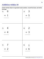 Drawing Strokes to Calculate Sums up to 10