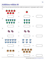addition 20 worksheets Writing Addition Sentences Using Pictures - Addition within 20