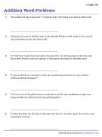 addition problem solving worksheets for grade 4 2-Digit Addition Word Problems Worksheets