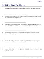 2-Digit Addition Word Problems Worksheets