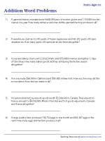 addition problem solving worksheets for grade 4 Multi-digit Addition Word Problems Worksheets