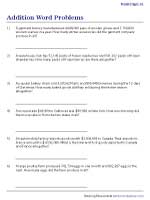 Multi-Digit Addition Word Problems Worksheets