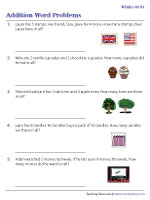 addition 20 worksheets Addition within 20 Word Problems