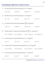 Evaluating Expressions – MCQ