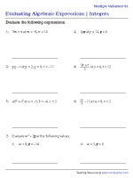 Evaluating Algebraic Expressions in Multiple Variables