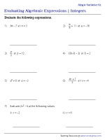 Evaluating Algebraic Expressions in Single Variable