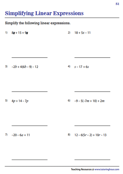 Simplifying Linear Expressions