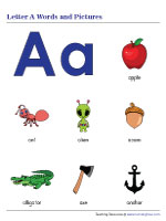 Letter A Words and Pictures Chart
