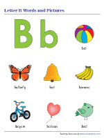Letter B Words and Pictures Chart
