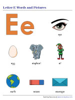 Letter E Words and Pictures Chart