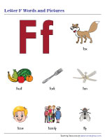 Letter F Words and Pictures Chart