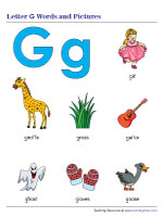 Letter G Words and Pictures Chart