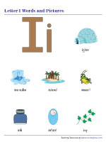 Letter I Words and Pictures Chart