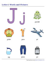 Letter J Words and Pictures Chart