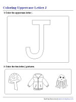 Coloring Uppercase Letter J