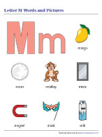 Letter M Words and Pictures Chart