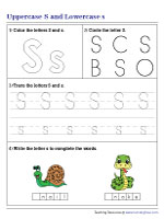Uppercase and Lowercase S Mixed Practice