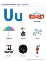 Letter U Words and Pictures Chart