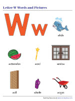 Letter W Words and Pictures Chart