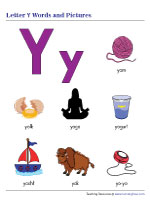 Letter Y Words and Pictures Chart