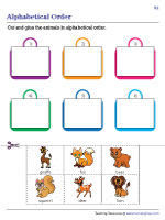 Arranging Animals in ABC Order - Cut and Glue