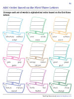 ABC Order Based on the First Three Letters Worksheet