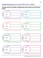 Alphabetizing Based on the First Two Letters Worksheet