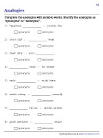 Synonyms and Antonyms Analogies