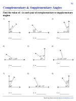 Complementary and Supplementary Angles - Solve for x