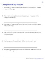 Complementary Angles - Word Problems