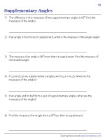 Supplementary Angles - Word Problems