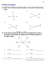 Vertical Angles Worksheets