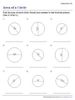 Finding Area When Diameter Is Given | Worksheet #1