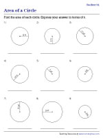 Finding Area in Terms of Pi When Radius Is Given - Customary